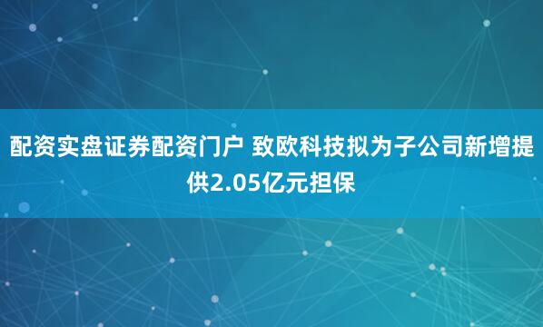 配资实盘证券配资门户 致欧科技拟为子公司新增提供2.05亿元担保
